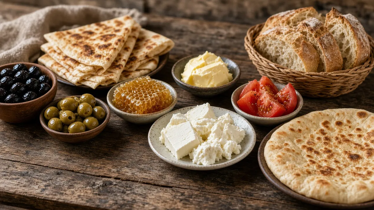 Avluda sabah kahvaltısı için hazırlanmış masa