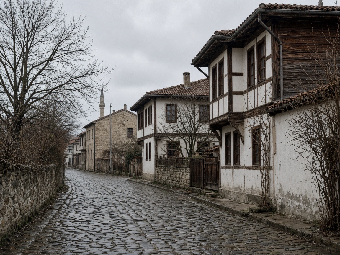 Yağmur sonrası ıslak Kaleiçi sokak taşları
